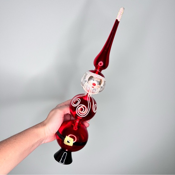 Vintage Other - Glass Santa Christmas Tree Topper